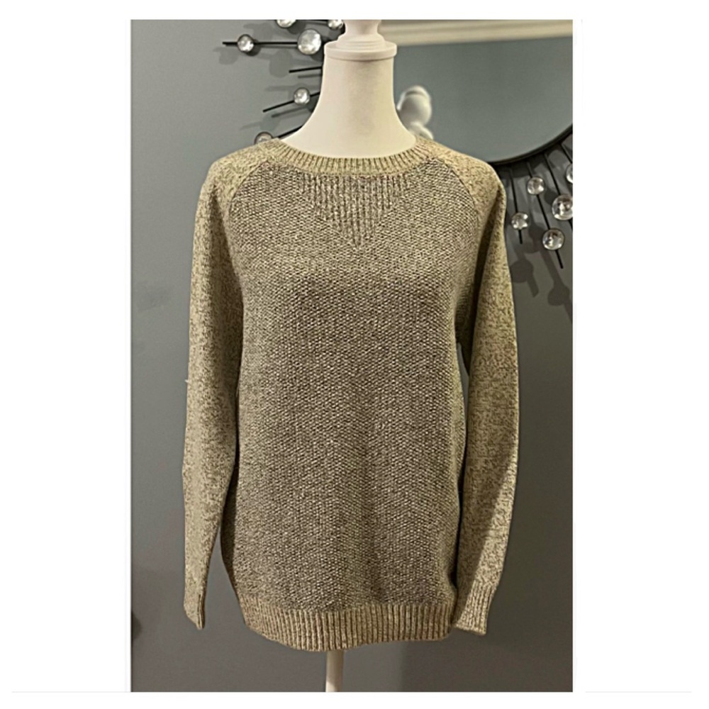 ✨RAGLAN SPARKLE SWEATER✨ Women’s M MOHAIR BLEND Gray & Cream DIRTY BALLERINA